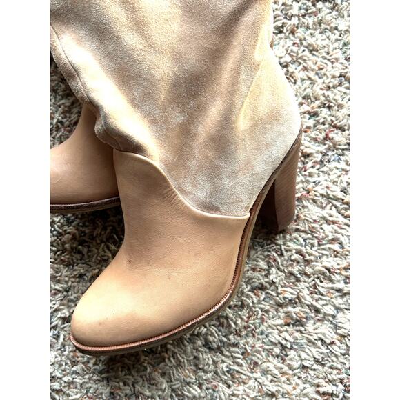 Splendid Tall Suede Sullie Boots Tan Leather Heels Boho Western 70's Size 6.5 - Picture 3 of 11